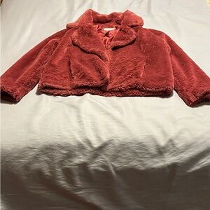 Victoria + Sophia Woman’s  Cropped Teddy Jacket in Rust/burgundy Size Medium